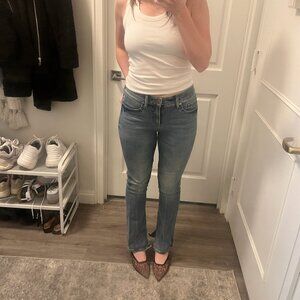 Express Medium Wash Boot-cut Blue Jeans, Size 28